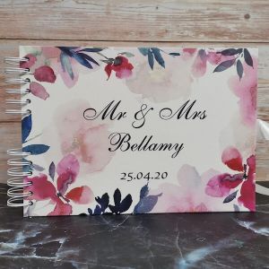 CUSTOM Pastel Water Colour Flowers Guestbook with Different Page Options-No. 209