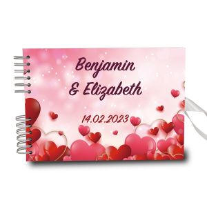 CUSTOM Pink Glitter And Red Love Hearts Guestbook with Different Page Style Options 