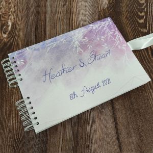 CUSTOM Purple Watercolour Foliage Guestbook with Different Page Style Options-No. 199