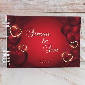 CUSTOM Red and Gold Love Heart Guestbook with Different Page Style Options