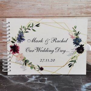 CUSTOM Watercolour Flowers and Gold Frame Guestbook with Different Page Options-No. 207