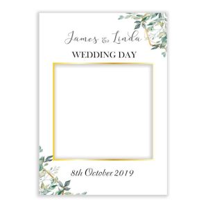 CUSTOM White, Gold and Green Floral Design Fully Printed Posing Frame
