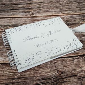 CUSTOM White & Silver Grey Ombre Guestbook with Different Page Style Options