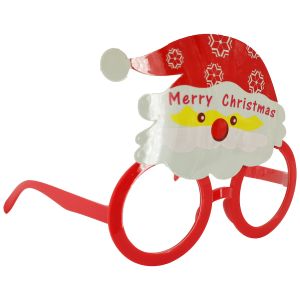 Cute Santa With Snowflake Hat & Red Nose Round Frame Christmas Glasses