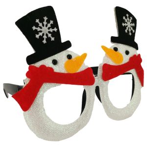 Cute Snowmen With Snowflake Top Hat & Red Scarf Christmas Glasses