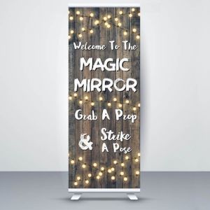 Dark Rustic Wood With Fairy Light ‘Magic Mirror’ Pop Up Roller Banner