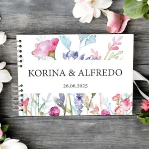Custom Pink Rustic Eucalyptus Wedding Guest Book with Different Page Options-No. 161