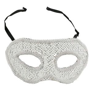  Sequin Masquerade Mask in White