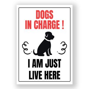 Dogs In Charge Warning Sign, Durable Waterproof PVC, Rust-Free, Indoor & Outdoor Use, No. 207, 208, 209