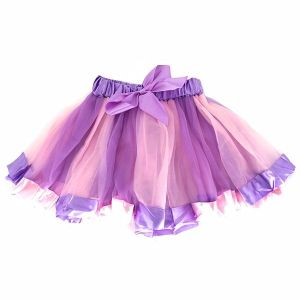 Kids - Dreamy Pink and Purple Tutu Skirt with Ribbon Trim and Bow 
