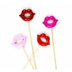 Set of 4 Funny and Humorous Full Lips With Teeth