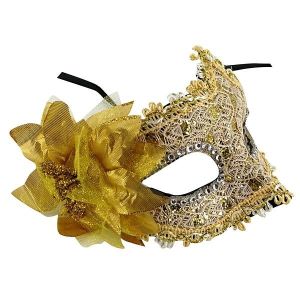 Elegant Lace Floral Masquerade Mask In Gold  