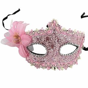 Elegant Lace Floral Masquerade Mask In Pink  