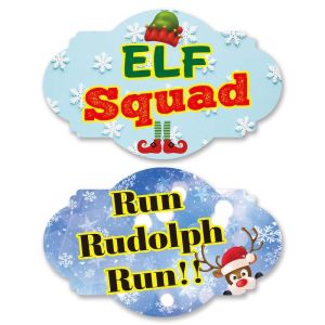 ‘Run Rudolph Run’ & ‘Elf Squad’ Double-Sided Xmas Photo Booth Word Board Signs