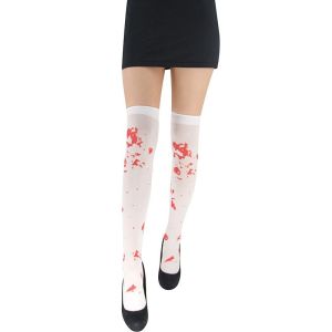 Adult Halloween Stockings - White with Red Blood Splatters