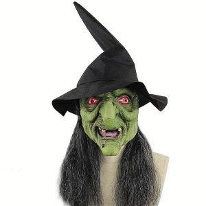 Classic Green Wicked Witch Mask Halloween Fancy Dress Costume 