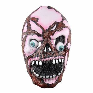 Halloween Crazed Demonic Pink Skull Mask 