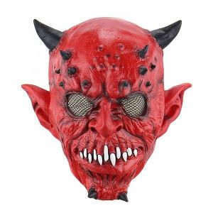 Horned Devil Mask With Sharp Teeth Halloween Fancy Dress Costume 