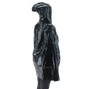 Short Adult Shiny Black Hooded Cape Cloak Costume