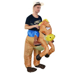 Cowboy Riding on Brown Horse Inflatable Fancy Dress Costume