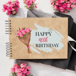 CUSTOM Tulip Bouquet Birthday Guest Book with Different Page Options - No. 246