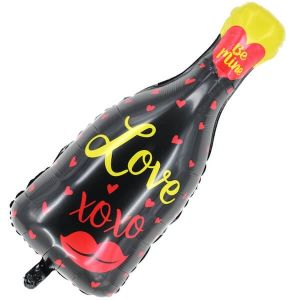 Giant ‘Be Mine’ Love and Kisses Black Bottle Balloon