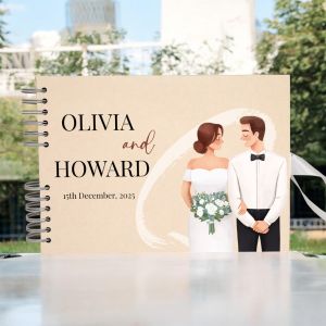 Custom Happy Couple Wedding Guest Book with Different Page Options-No. 169