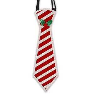 Glitter Christmas Festive Party Tie - Red & White Candy Cane