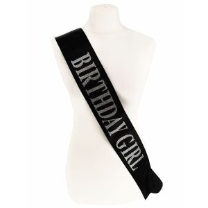 Black With Silver Glitter ‘Birthday Girl’ Sash