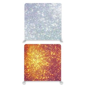 8ft*8ft Gold Glitter and Silver Glitter Effect Backdrop, With or Without Tension Frame