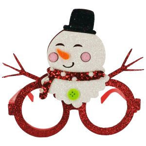 Glitzy Hugging Snowman With Top Hat Christmas Glasses