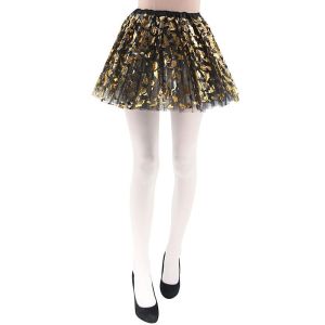 Adult - Gold & Black Pumpkin Halloween Tutu Skirt