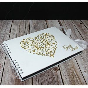 Good Size Gold Heart Guestbook With Plain Pages 
