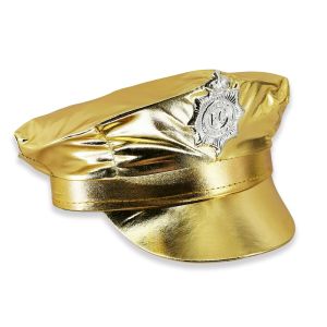 Captain Party Hats for Hen, Stag & Festival Fun - Gold Metallic Police Officer