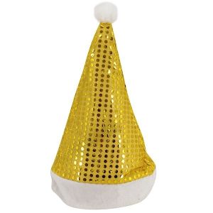 Gold Sequin Santa Christmas Hat 