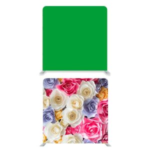 8ft*8ft Green Screen and Pretty Coloured Flowers Backdrop, With or Without Tension Frame