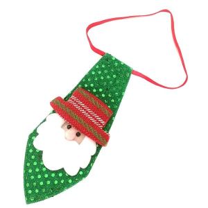 Green Sequin Santa Christmas Tie