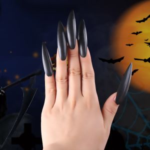 Halloween 10 Pcs Zombie Witch Nails - Black