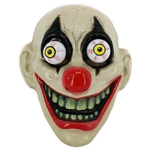 Halloween Crazed Laughing Clown with Bulging Eyes Face Mask 
