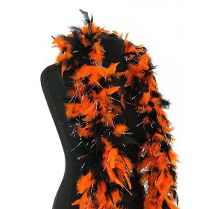 Luxury Halloween Orange & Black Feather Boa – 80g -180cm
