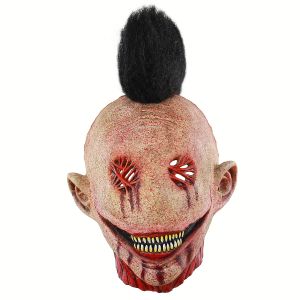 Halloween Horror Ripped Out Eyes With Joker Mouth & Mohican Mask