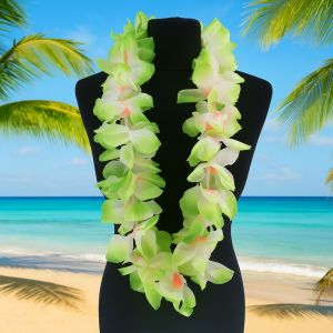 Hawaiian Flower Leis Jumbo Silk Luau Garlands - Green