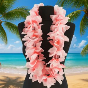 Hawaiian Flower Leis Jumbo Silk Luau Garlands - Light Pink