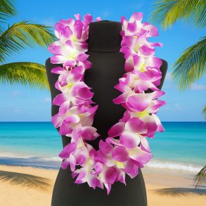Hawaiian Flower Leis Jumbo Silk Luau Garlands - Purple