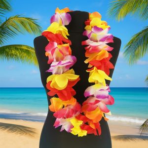Hawaiian Flower Leis Jumbo Silk Luau Garlands - Multicolour