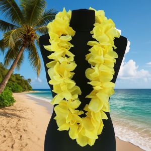 Hawaiian Flower Leis Jumbo Silk Luau Garlands - Yellow