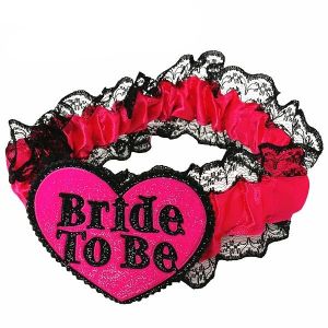 Glitter ‘Bride To be’ Black Pink Garter