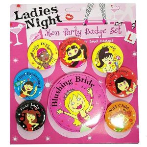 Hen Party Pack of Cartoon Nickname Badges