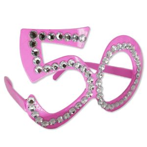 Number-shaped Milestone 50th Birthday Diamante Glasses In Pink