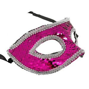 Sequin Masquerade Mask in Pink & Silver